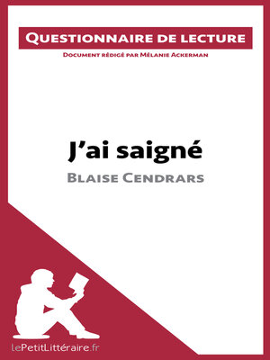 cover image of J'ai saigné de Blaise Cendrars